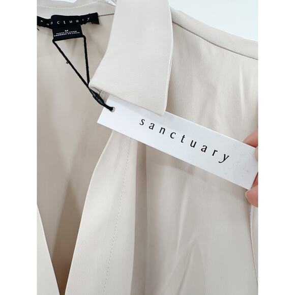 SANCTUARY Top Size M NEW Easy On Me Satin Blouse Cream Twist Front - Picture 3 of 6
